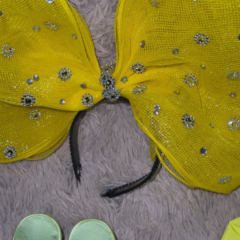Yellow Bow Headband with Rhinestones